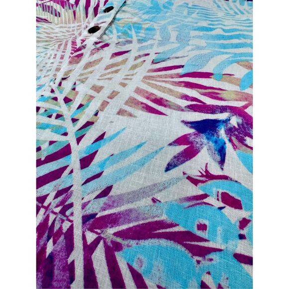 Linen Blend Bright Floral Tropical Maxi Dress Coverup Size XL - Picture 4 of 7